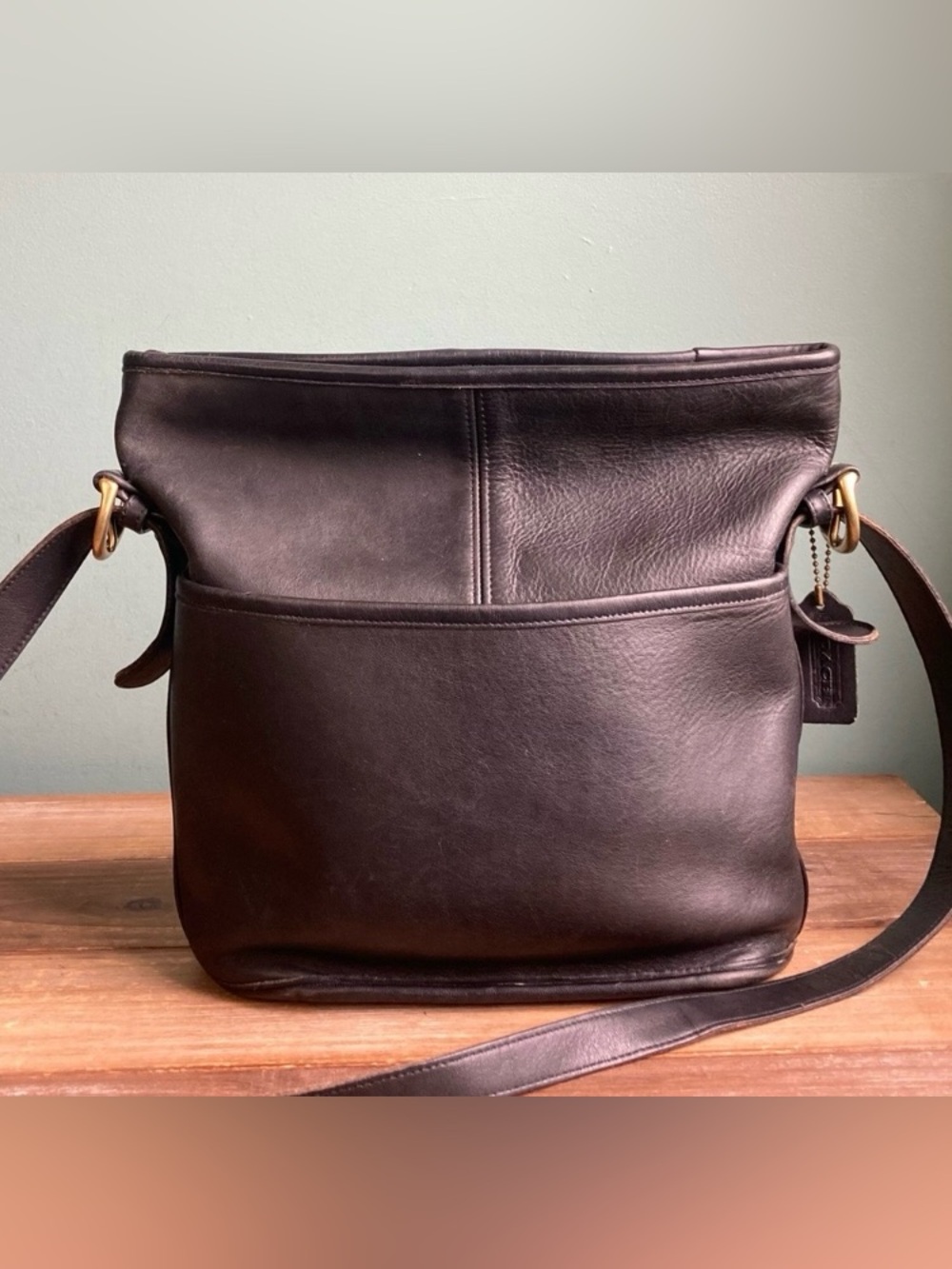 Vintage Coach 4153 Black Leather Bleecker Bucket Bag Crossbody